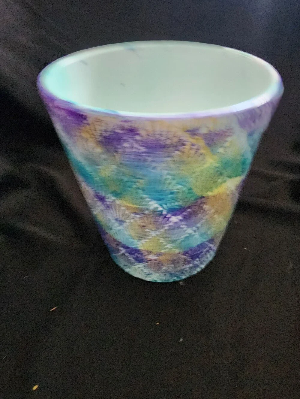 5' Hand-Painted Decorative Ceramic Plantar  in Purple & Teal